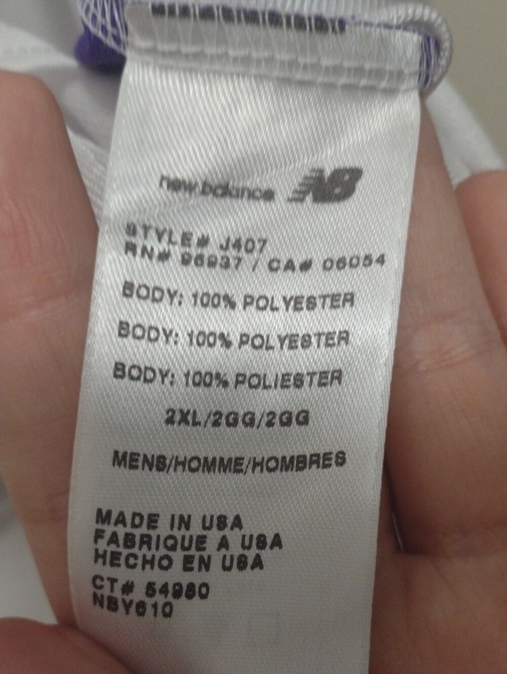 New Balance Men's White and Purple Athletic Tank Top (J1041) - Picture 4 of 5